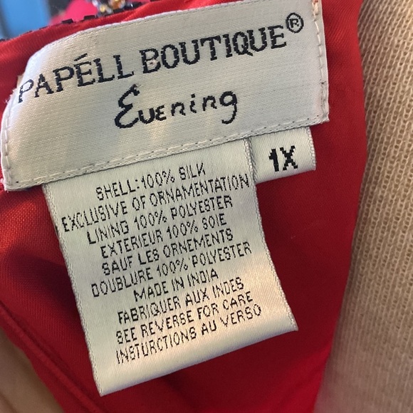 VTG Adrianna Papell Evening Essentials Beaded Top Size XL Floral Red Black Silk - Picture 11 of 11